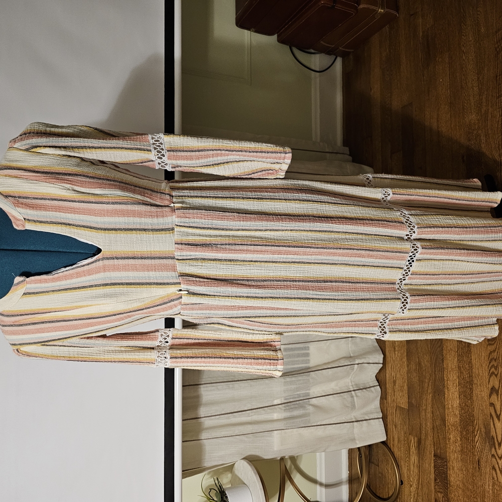 Maternity Striped Long Sleeve Maxi Dress With Breastfeeding Zippers